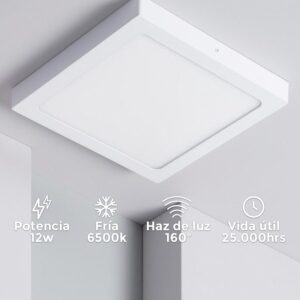 Plafon 12W Cuadrado Luz Fria Led Life Lh