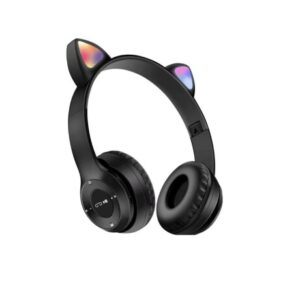 Auricular Gato Con Orejas Bluetooth Y Luces Negro P47M