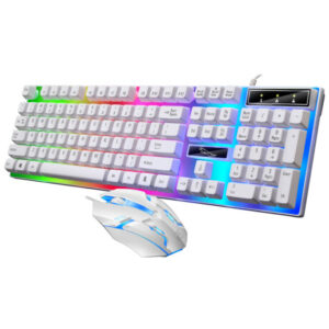 Combo Teclado Y Mouse Gamer Con Luces Led Blanco