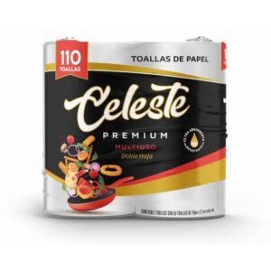 Pack X110 Rollo De Cocina Celeste Premium Doble Hoja