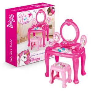 Set Dolu Mesa Y Silla De Tocador Con Pedestal Unicornio