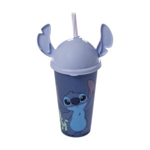 Vaso Plastico Milkshake Disney Con Forma Y Pajita 500Ml Stitch